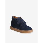 Baskets gar�on cuir � scratchs marine