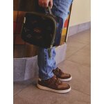 Baskets gar�on cuir � scratchs marron