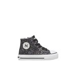 Baskets montantes b�b� fille en tissu paillet� ylfas noir - argent
