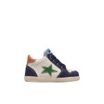 Baskets montantes b�b� gar�on en cuir et daim alnoite high 2 blanc - bleu