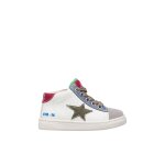 Baskets montantes b�b� gar�on en cuir et daim pinn high � zip blanc - gris - marine