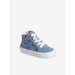 Baskets montantes bébé lacées et zippées bleu imprimé Baskets montantes bébé lacées et zippées bleu imprimé