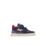 Baskets montantes enfant en cuir et daim hess high 3 � scratch marine - bleu