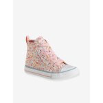 Baskets montantes fille en toile fantaisie blanc imprim�