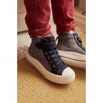 Baskets montantes lacets, �lastiqu�es lot bleu