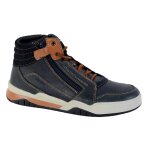 Baskets montantes � lacets velours navy lt brown