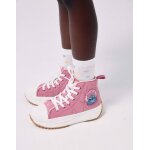 Baskets montantes matelass�es avec imprim� stitch rose fonc�