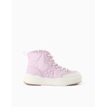 Baskets montantes rembourr�es avec broderie florale mauve lilas