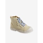Baskets montantes toile fille semelle crante jaune ple