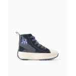 Baskets montantes vernies  paillettes lilo et stitch bleu fonc