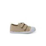 Baskets souples en toile �co � scratch beige