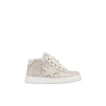 Baskets en su�de et tissu paillet� pinn high zip. blanc - platine -