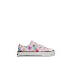 Baskets en tissu avec imprim fleurs ayasy. blanc - rose