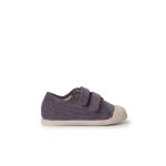 Baskets en velours c�tel� avec bout en caoutchouc et double fermeture gris