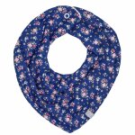 Bavoir bandana cache - cou rversible flore bleu