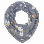 Bavoir bandana cache - cou rversible robin gris