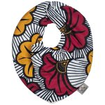 Bavoir bandana cache - cou r�versible wax fleurs de mariage rouge