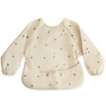 Bavoir b�b� � manches longues imperm�able protection repas et activit�s sans taches ecru, noir