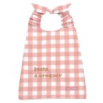 Bavoir �lastiqu� coton bio vichy bois de rose