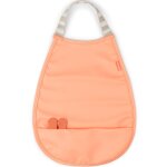 Bavoir �lastique tiny farm rose corail, marron, blanc
