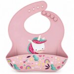 Bavoir r�cup�rateur en silicone animaux rose