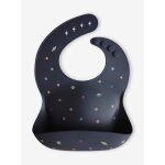 Bavoir avec r�cup�rateur en silicone bleu nuit / plan�tes
