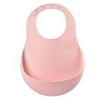 Bavoir silicone r�cup�rateur r�glable rose ancienne