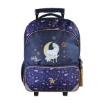 Bella sara - sac � dos - roulettes enfant - fille - bleu nuit - 2 compartiments bleu