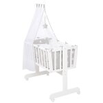 Berceau complet en bois avec accessoires little stars blanc - gris / Étoiles Berceau complet en bois avec accessoires little stars blanc - gris / Étoiles