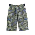 Bermuda camouflage en lin avec poches cargo arcachon kaki bleu ciel