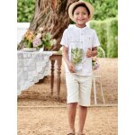 Bermuda crmonie garon en coton / lin beige clair