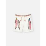 Bermuda en coton avec dessin frontal beige