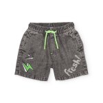 Bermuda gar�on en denim effet d�lav� gris