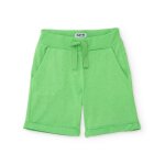 Bermuda gar�on en maille avec ceinture c�tel�e vert