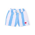 Bermuda gar�on en maille de coton avec broderie d�corative bleu