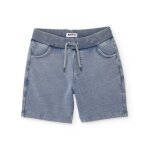 Bermuda gar�on en maille effet d�lav� bleu