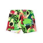 Bermuda gar�on en maille avec imprim� bande dessin�e vert