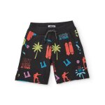 Bermuda gar�on en maille avec motifs urbains noir