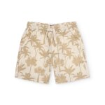 Bermuda gar�on en tissu tiss� avec imprim� palmiers beige