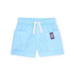 Bermuda gar�on en tissu tiss� avec poches sur le devant bleu