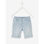 Bermuda en jean fille motifs ananas denim bleached