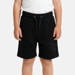 Bermuda molletonn� � cordon et logo imprim�, coupe droite noir