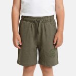 Bermuda molletonn� � cordon et logo imprim�, coupe droite vert kaki