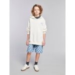Bermuda motif damier forme loose denim bleached