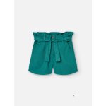 Bermuda paperbag en tissu uni vert