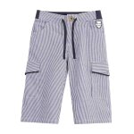 Bermuda rayures poches cargo arcachon bleu marine blanc