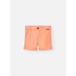 Bermuda uni avec pinces et fermeture  bouton orange