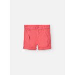 Bermuda uni avec pinces et fermeture  bouton rouge