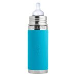 Biberon isotherme en inox 260 ml - aqua bleu
