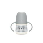Biberon phosphorescent avec anses et bec silicone night&day + 6m gris